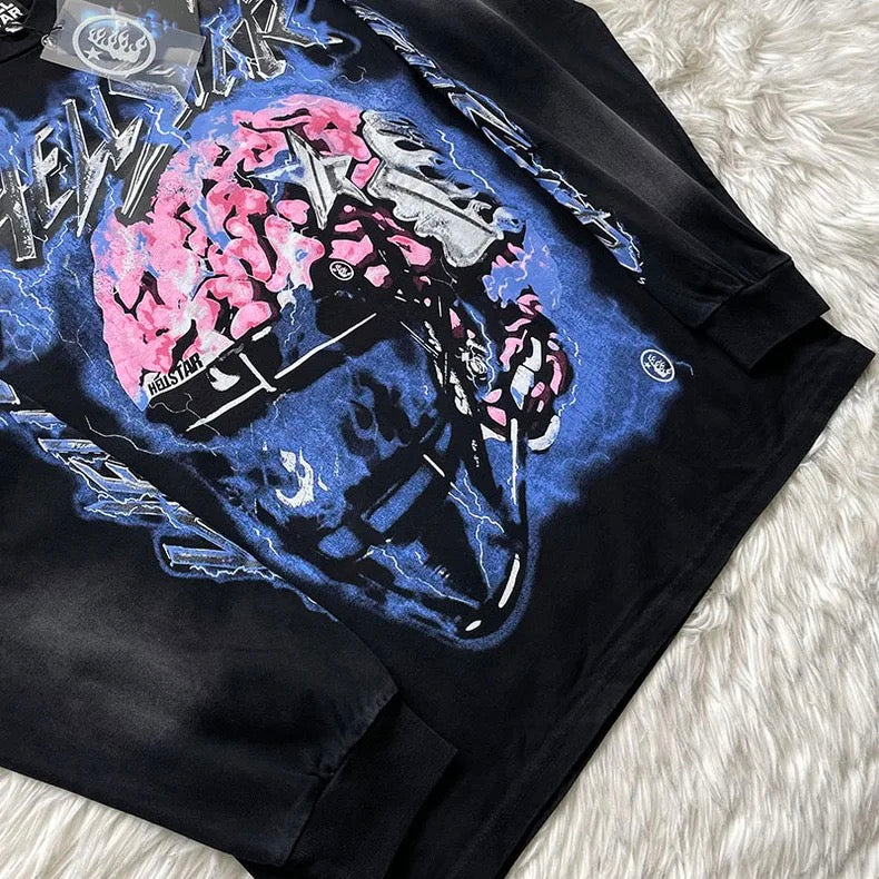Hellstar Studios Brain Helmet Long Sleeve Tee Shirt Black