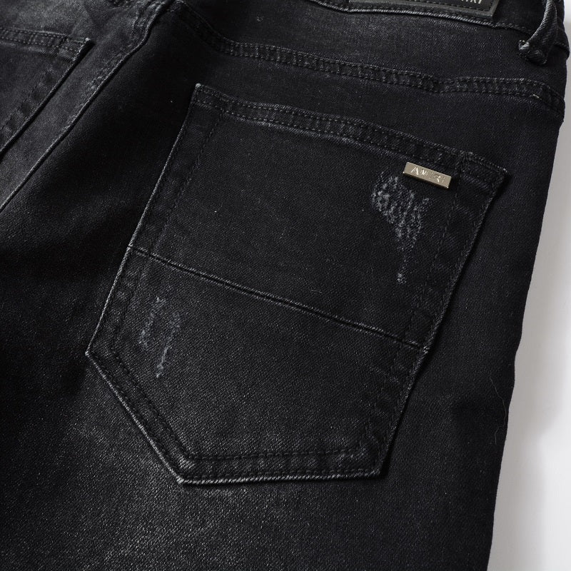 Amiri jeans black jeans with white logo
