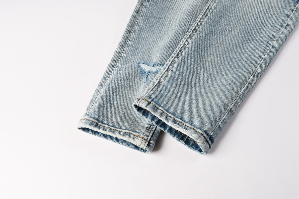 KSUBI denim distressed light blue skinny jeans