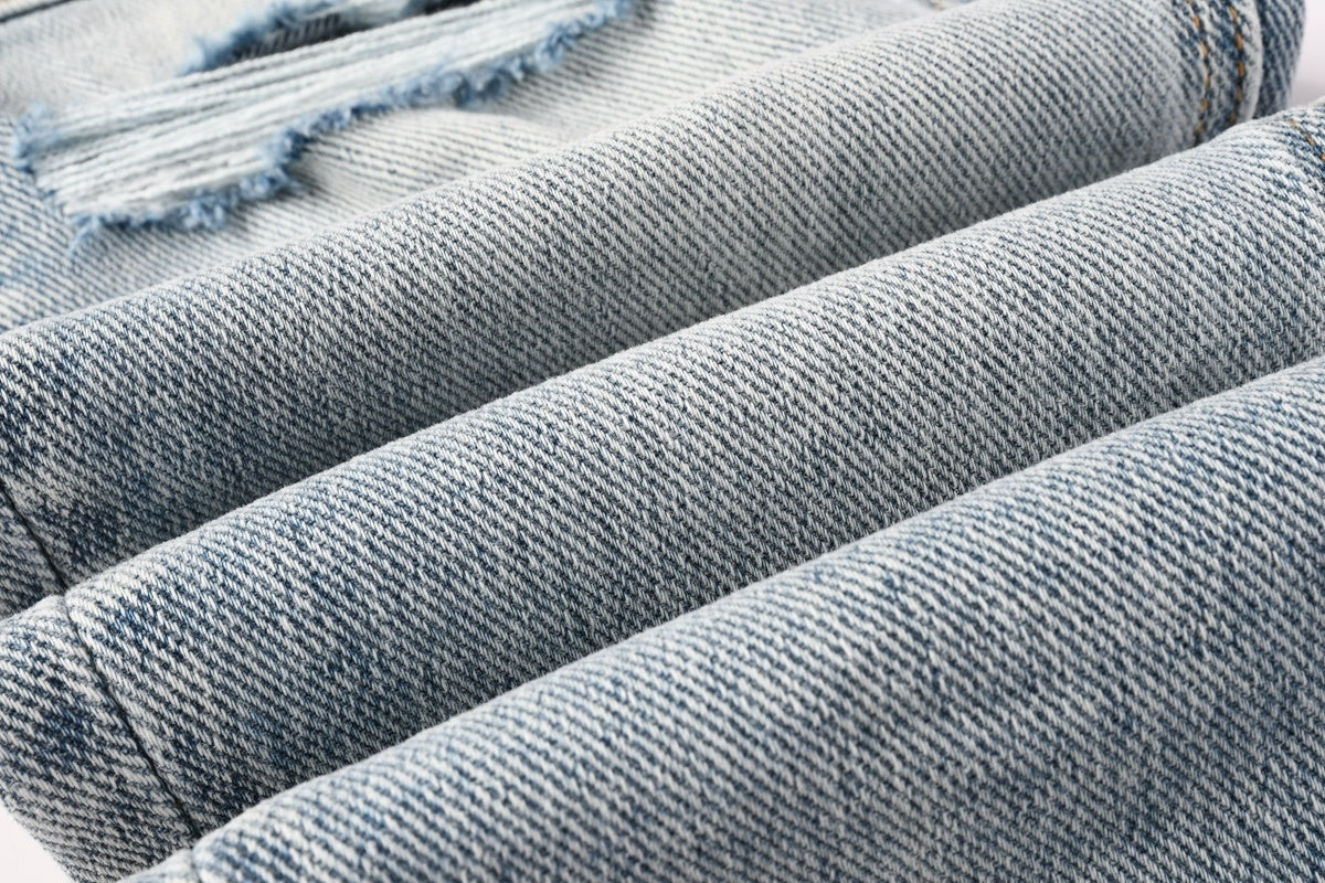 KSUBI denim distressed light blue skinny jeans