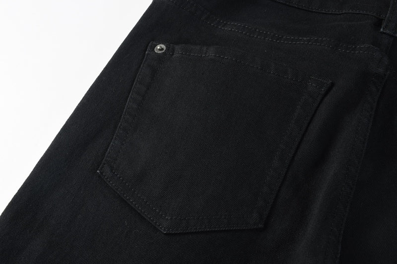 KSUBI denim black distressed skinny jeans red embroidered writing
