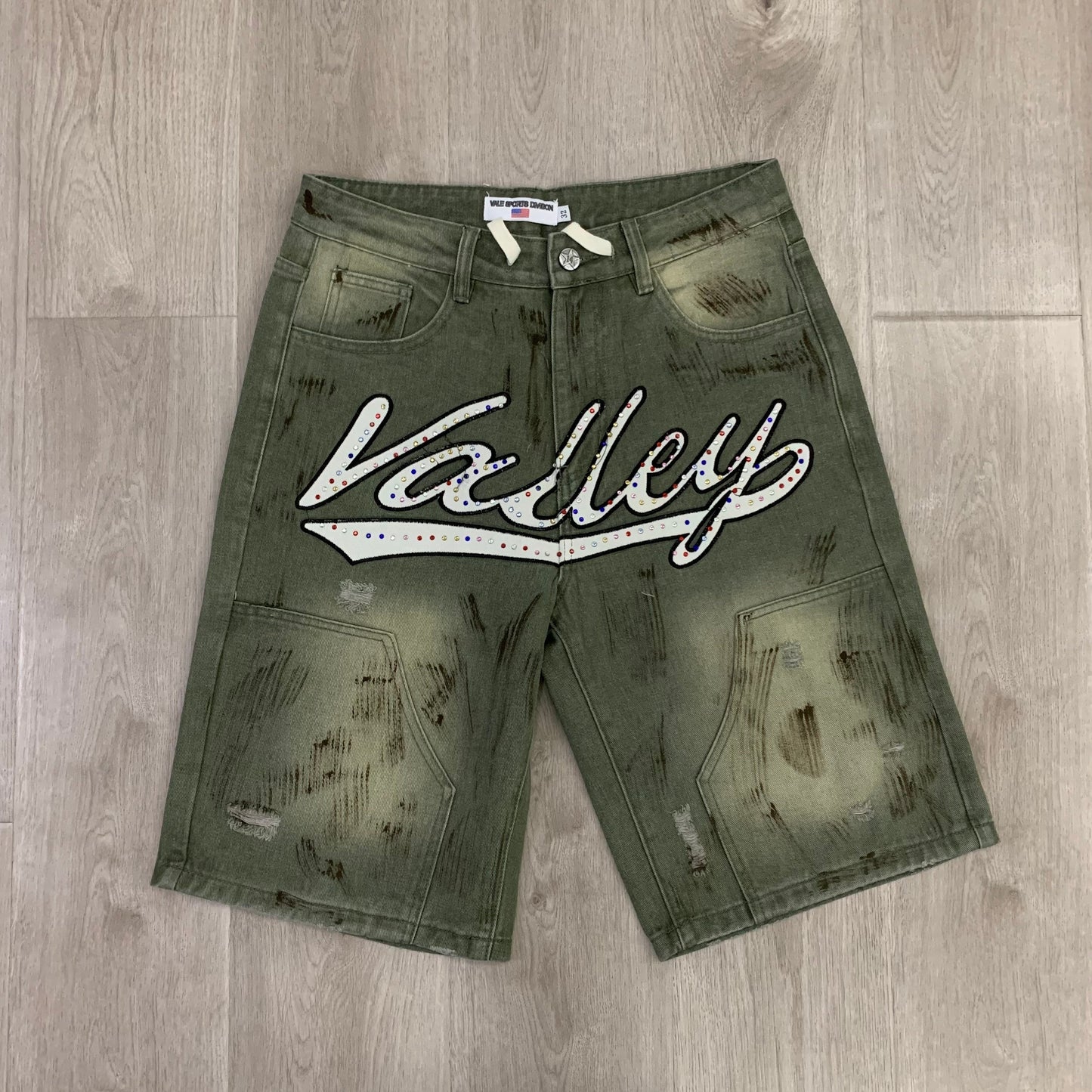 Vale Forever Skittles Jorts Men's Rhinestones Denim Shorts