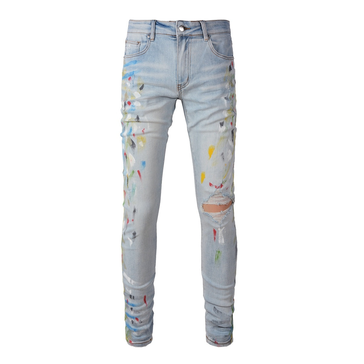 Amiri jeans light blue with paint splatter