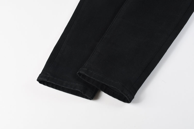KSUBI denim black distressed skinny jeans red embroidered writing