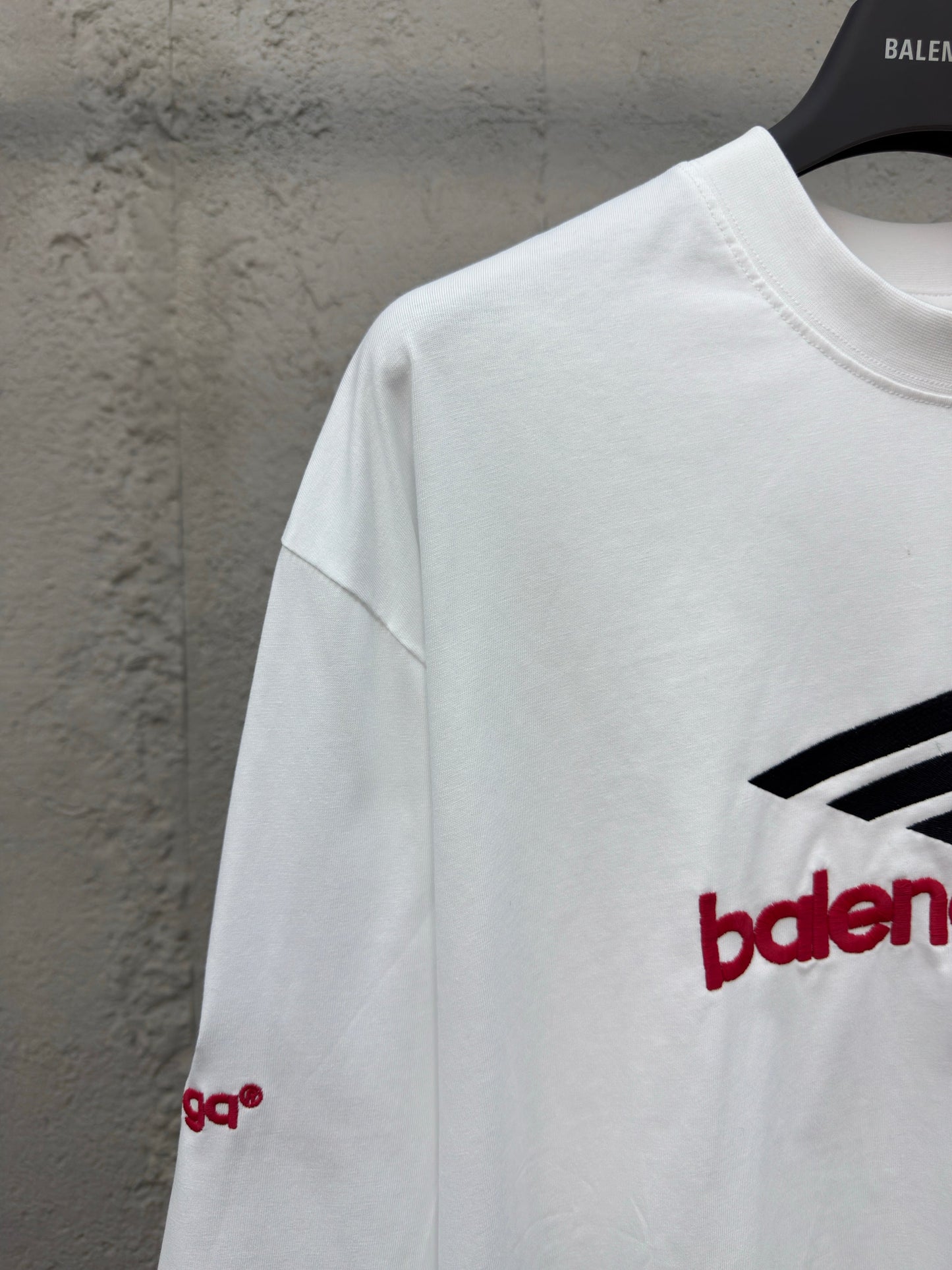 Balenciaga Letter Embroidery Long Sleeve T-Shirt White