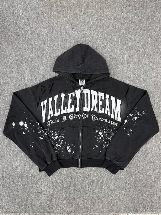 VALE FOREVER  Paint Zip Up Hoodie - Black