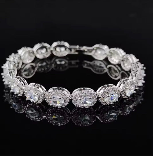 Cubic Zirconia flex Bracelet with Colored Gem Stones, Adjustable Design, and Unique Patterns