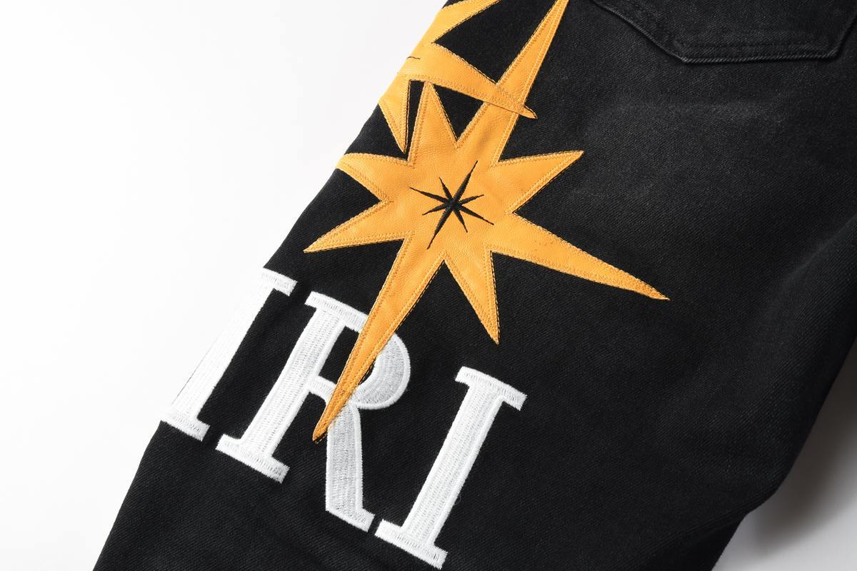 Amiri jeans black with yellow star  patch