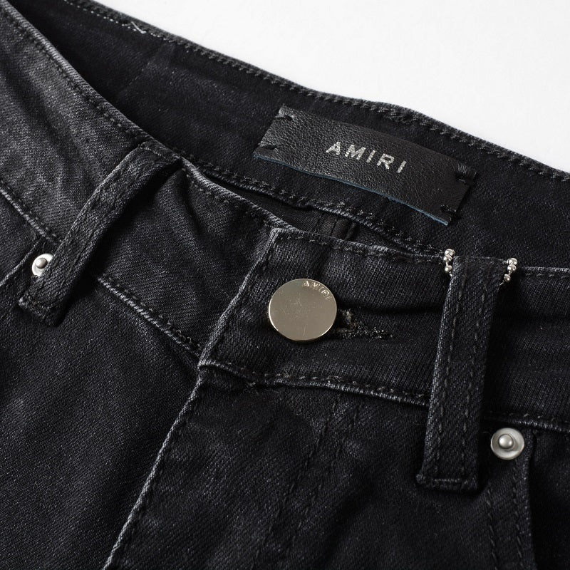 Amiri jeans black jeans with white logo