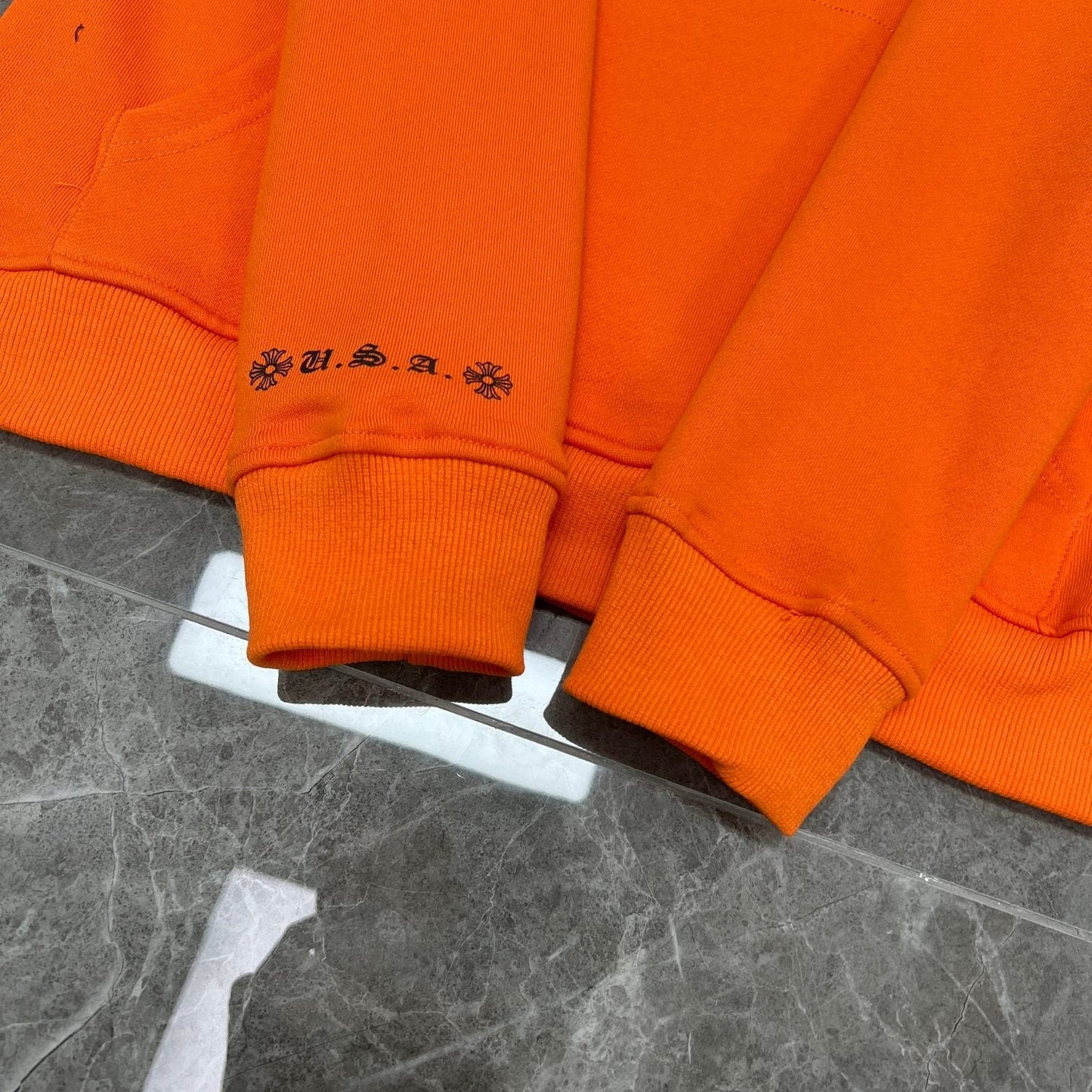 Orange chrome hearts hoodie