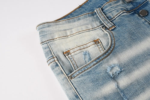 Amiri jeans light gray and red  with diressing (Copy)
