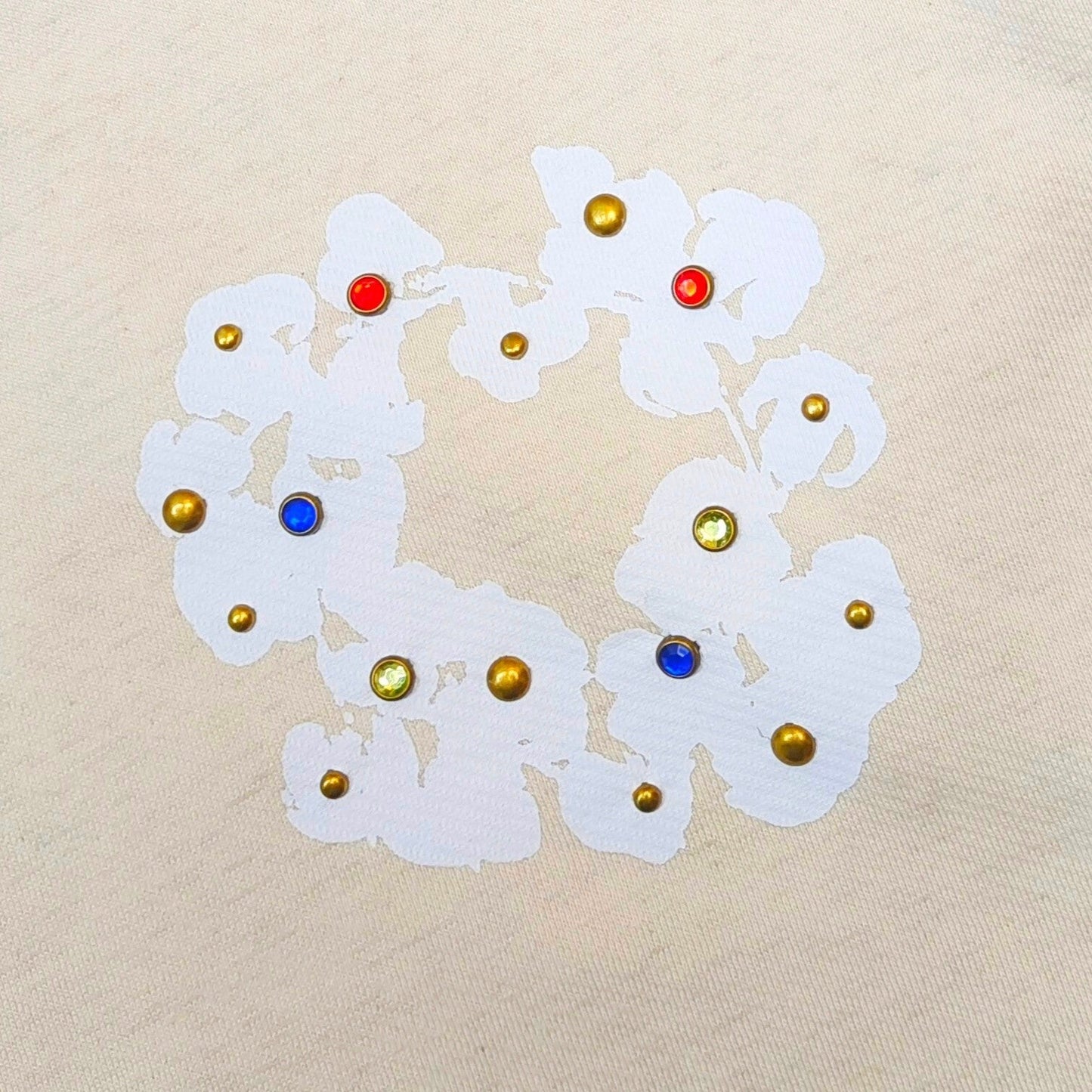 Denim Tears Rhinestone Cotton Wreath Zip Hoodie cream