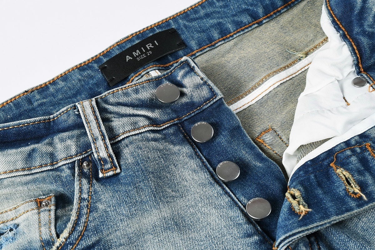 Amiri jeans light blue with back snake