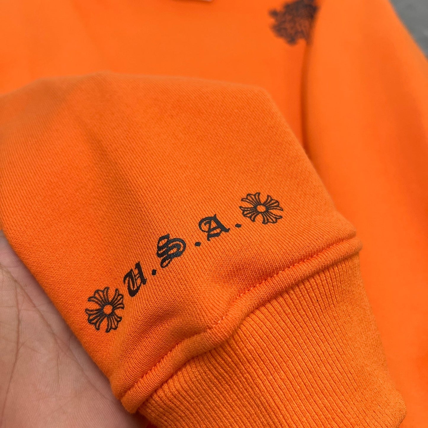 Orange chrome hearts hoodie