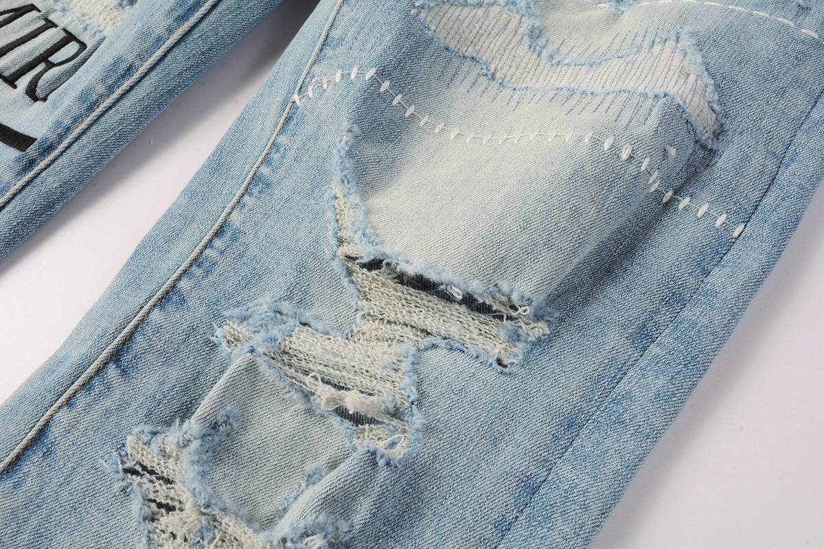 Amiri jeans light blue black amiri logo
