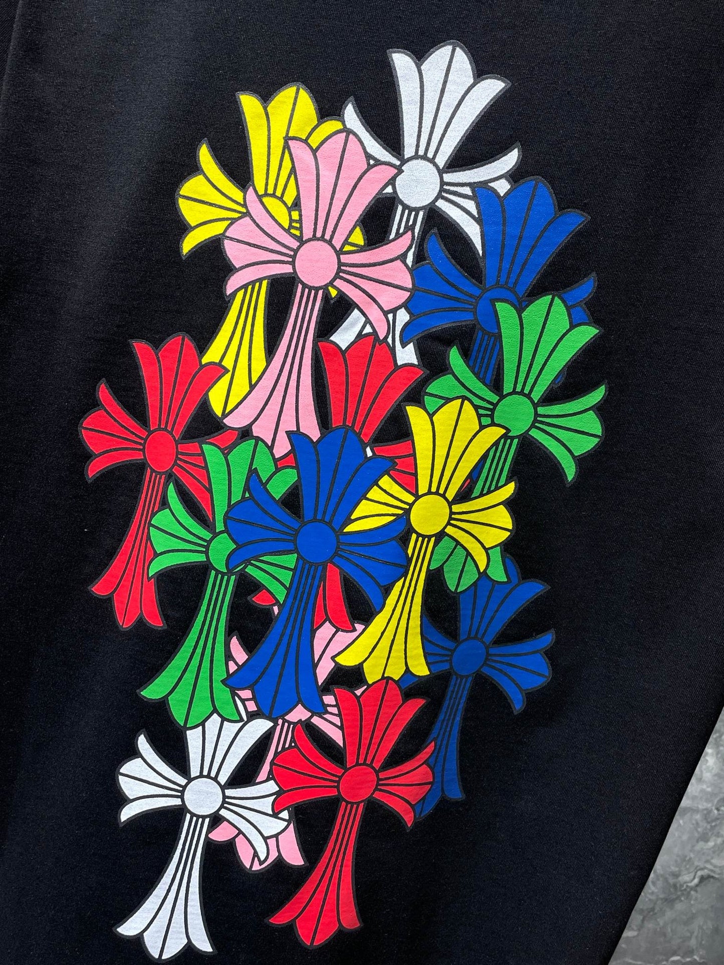 Chrome hearts tee with colorful crosses
