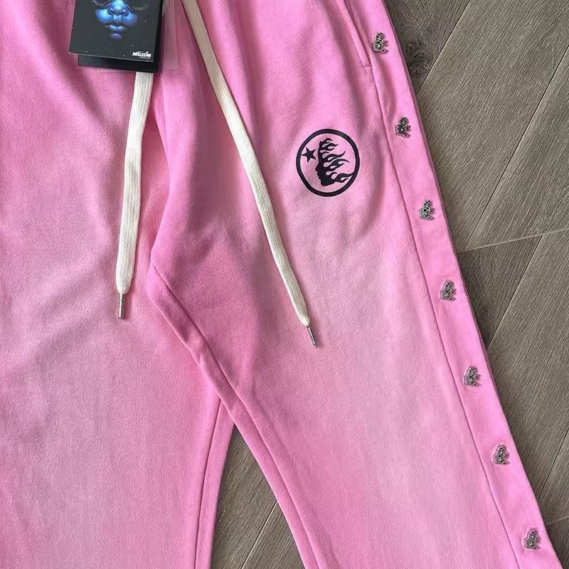 Hellstar pink button up sweatpants