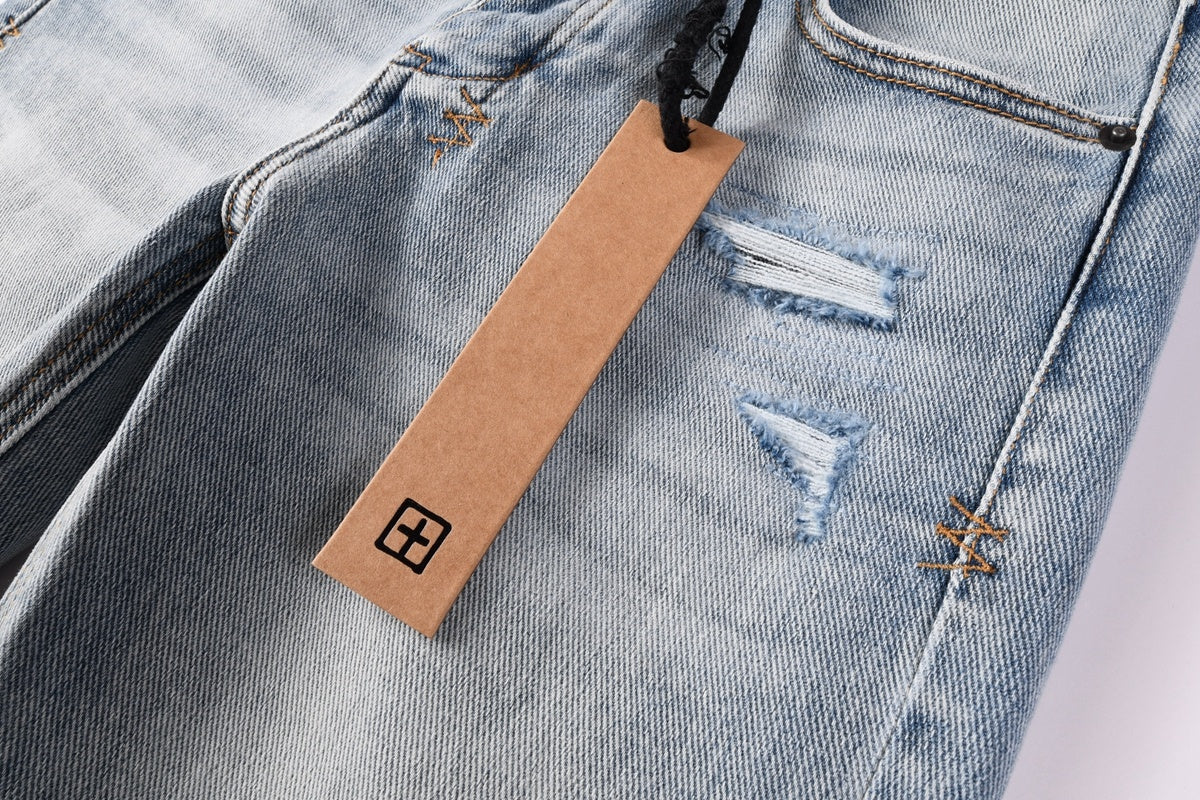 KSUBI denim distressed light blue skinny jeans
