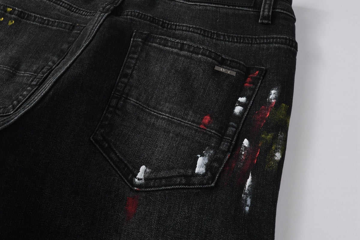 Amiri jeans black with paint splatter