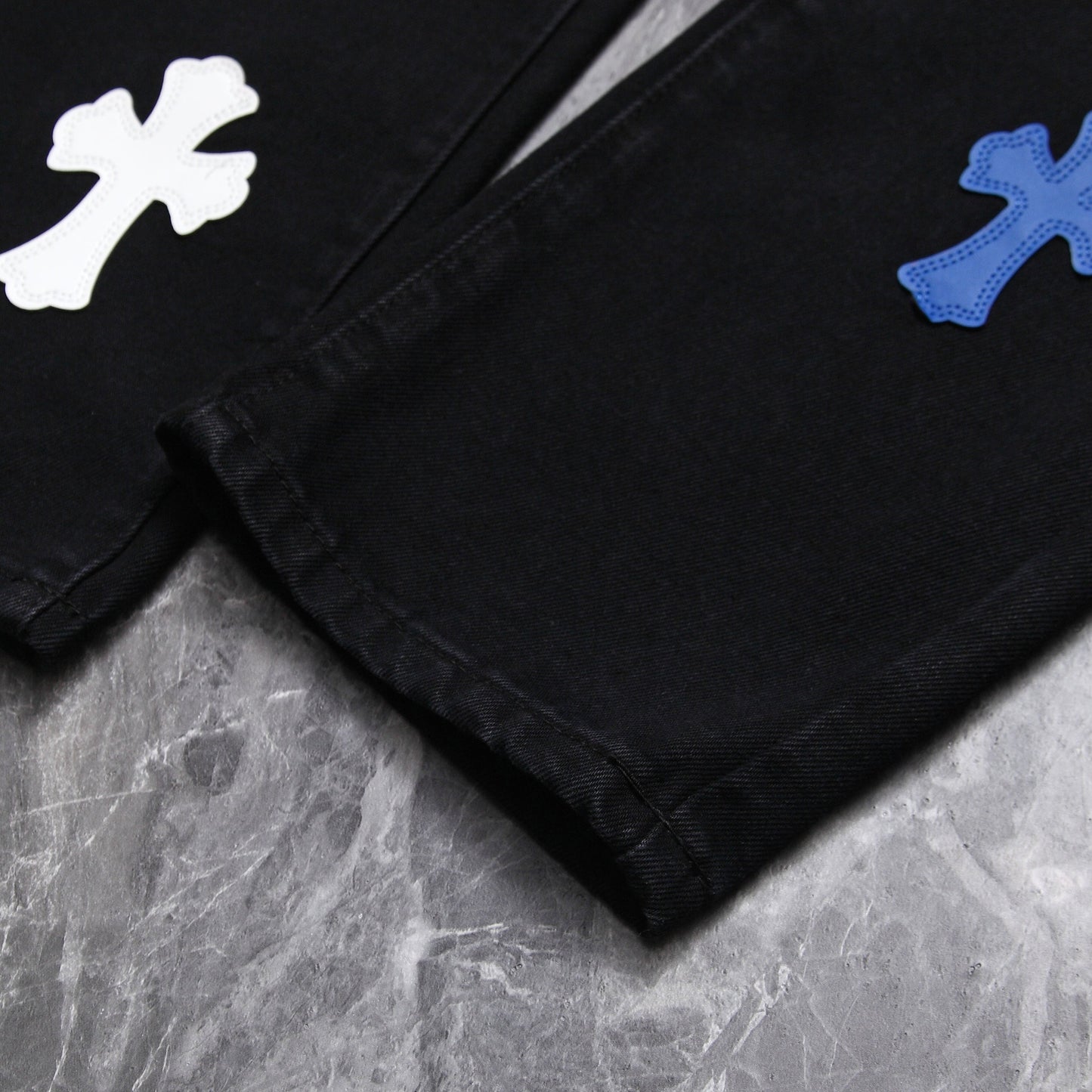 Chrome hearts WHITE BLUE CROSS PATCH CARPENTER PANTS