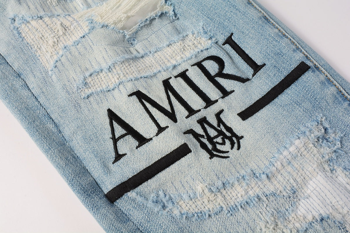 Amiri jeans light blue black amiri logo