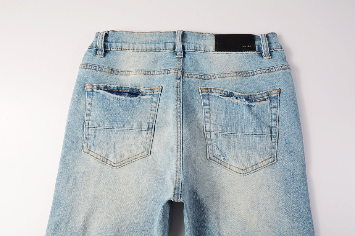 Amiri jeans light blue black amiri logo