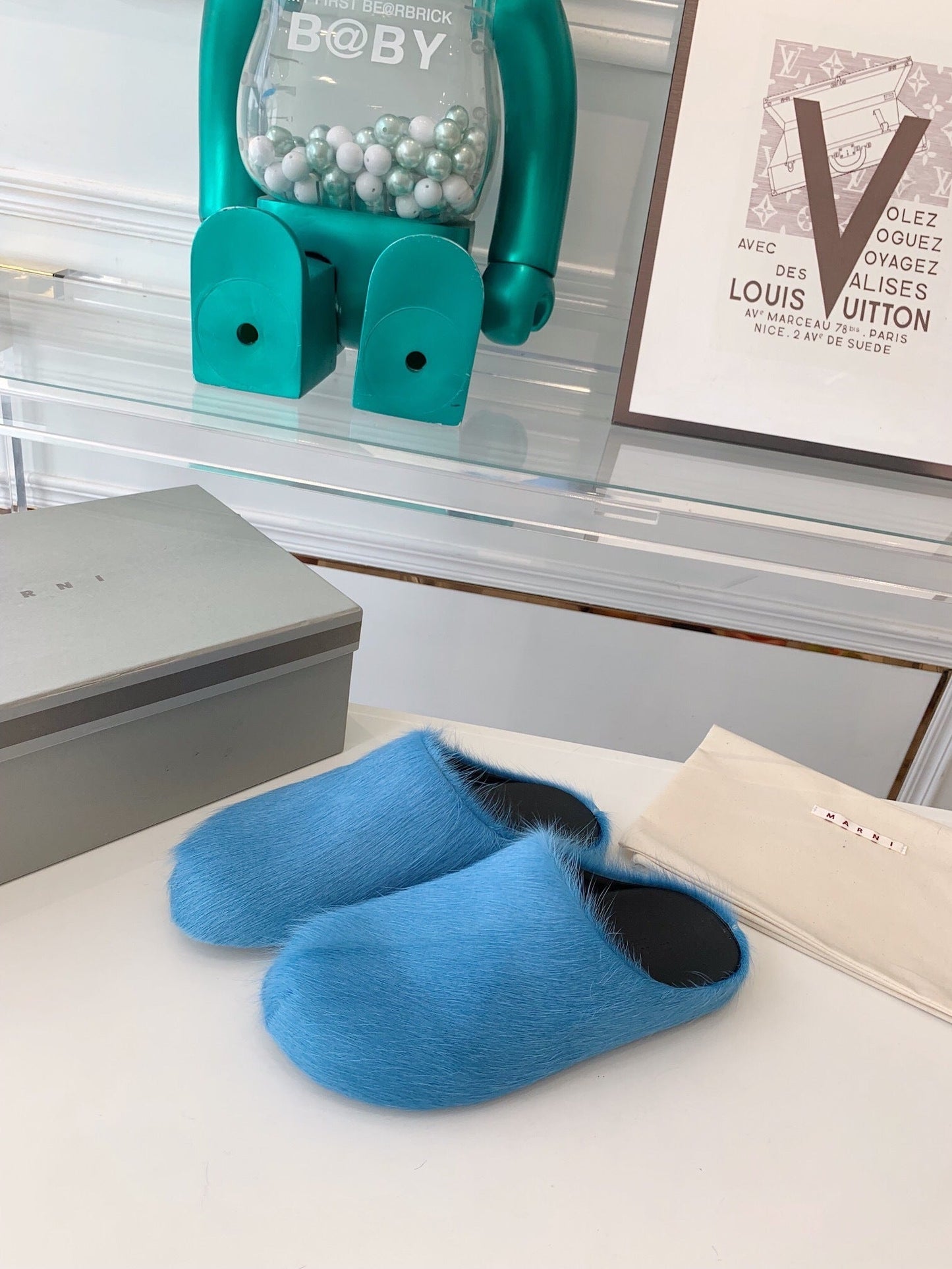 Marni slides loafers light blue