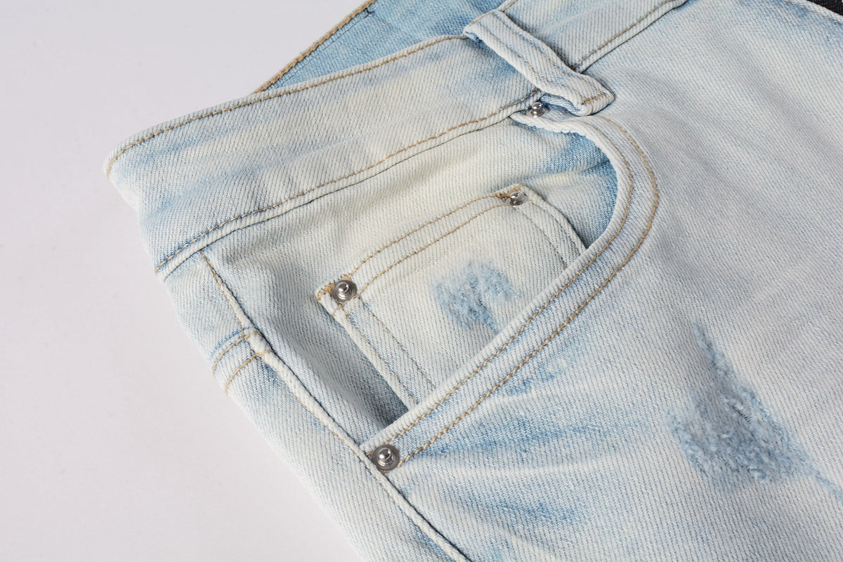 Amiri jeans light blue with rhinestones