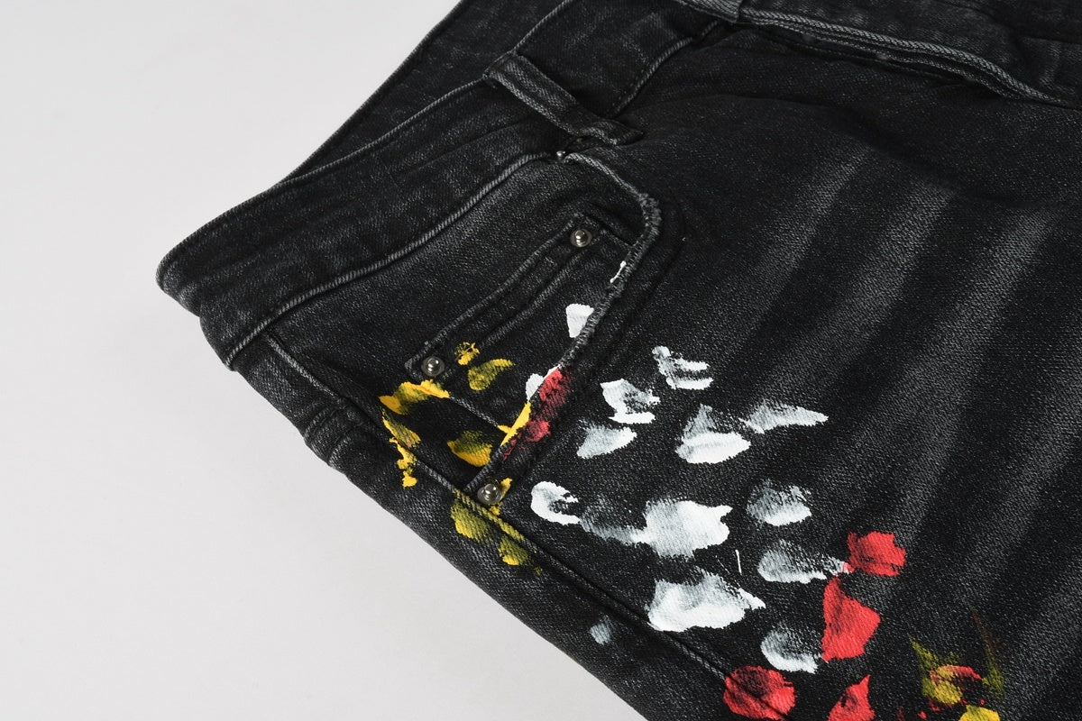 Amiri jeans black with paint splatter