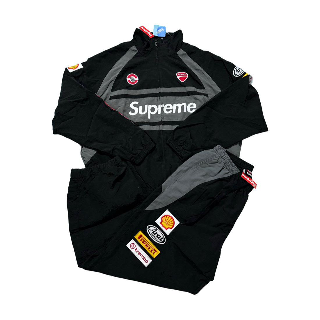 Supreme Ducati track jacket black gray and red