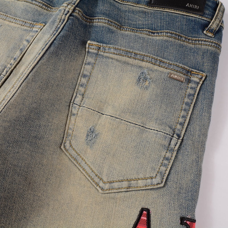 Amiri jeans blue/ beige red