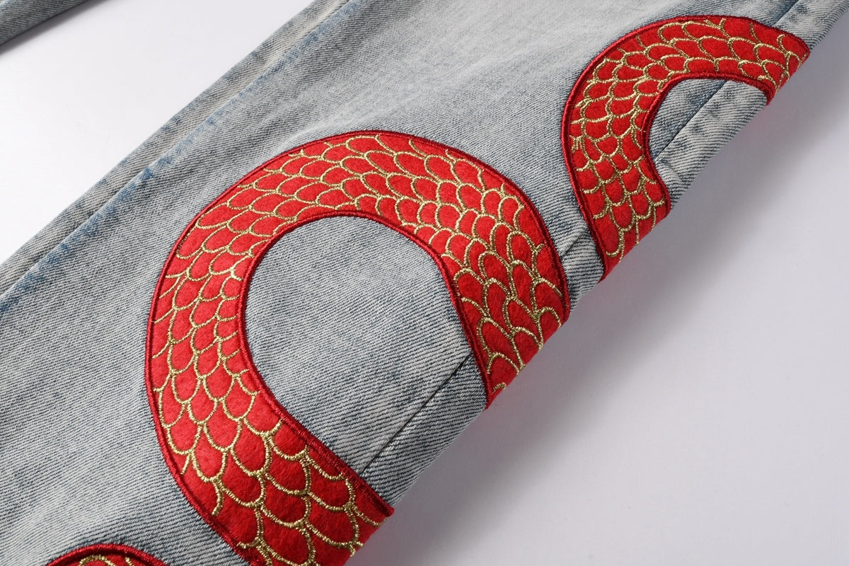 Amiri jeans light blue with  snake