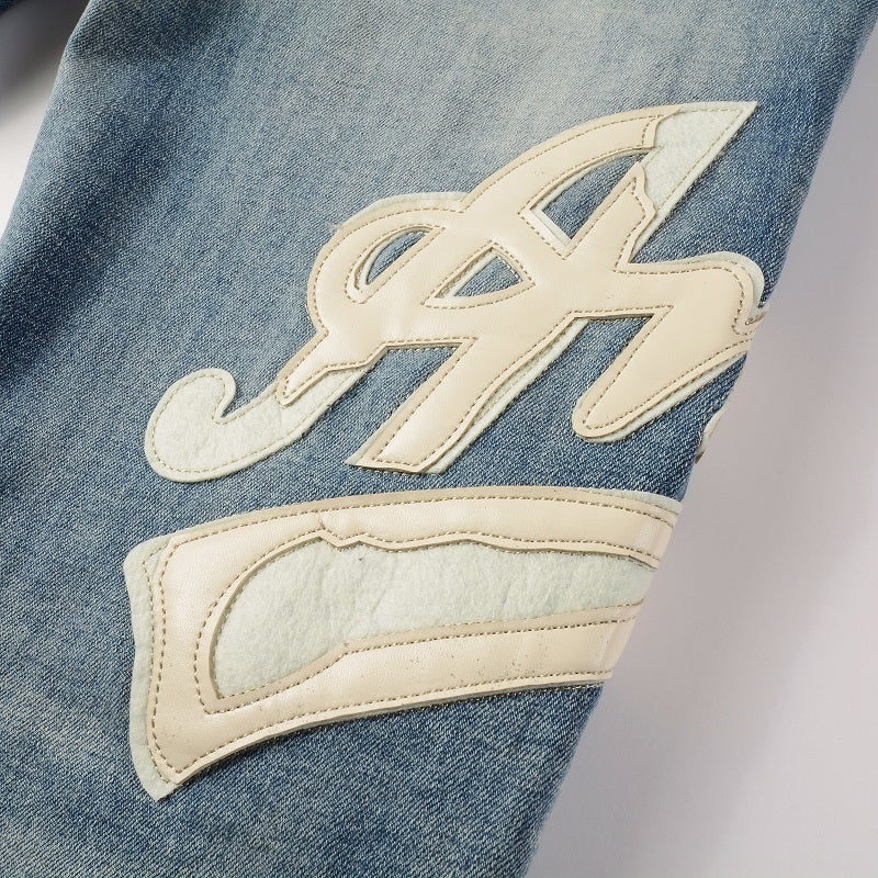 Amiri jeans beige with cream patch