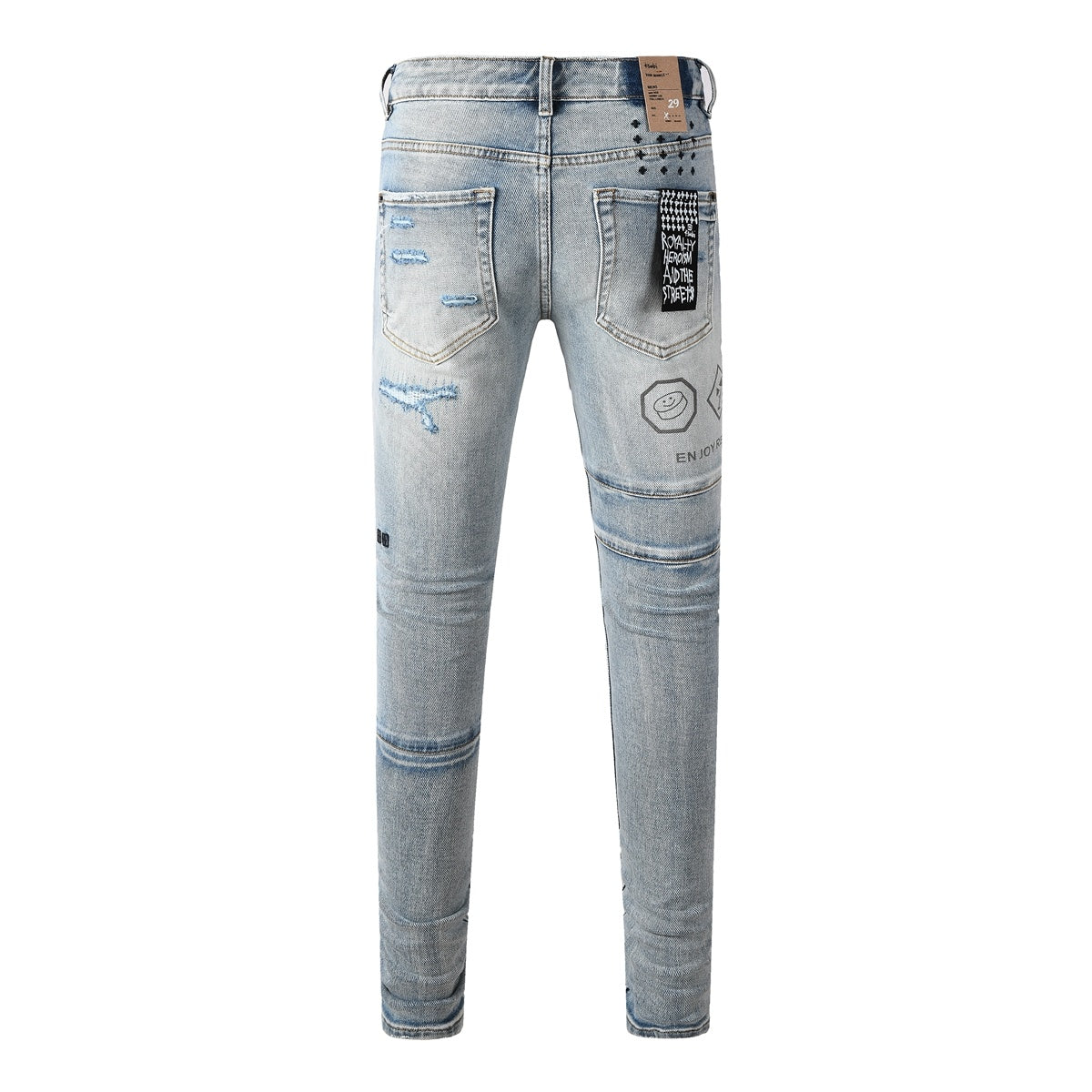 KSUBI denim distressed light blue skinny jeans