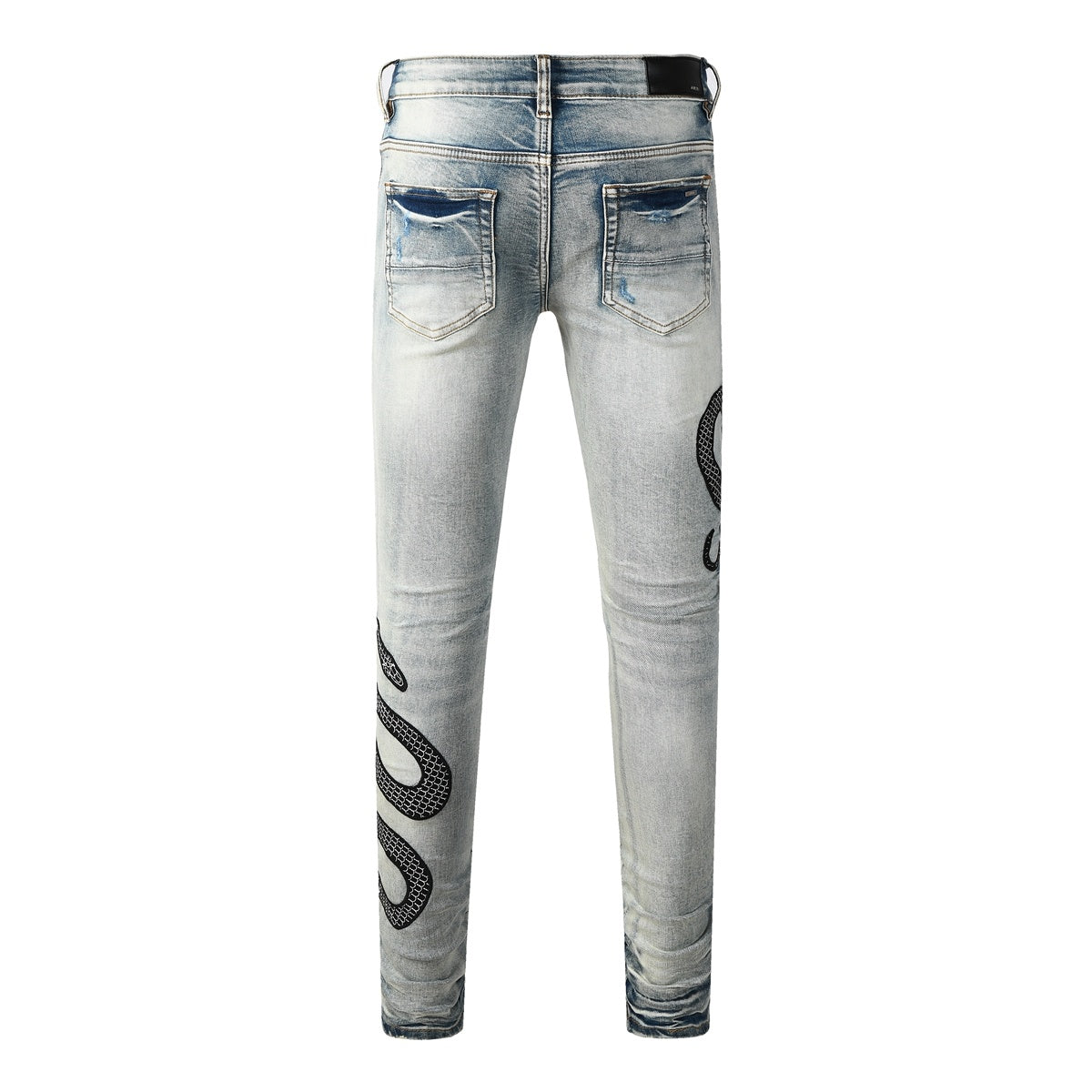 Amiri jeans light blue with back snake