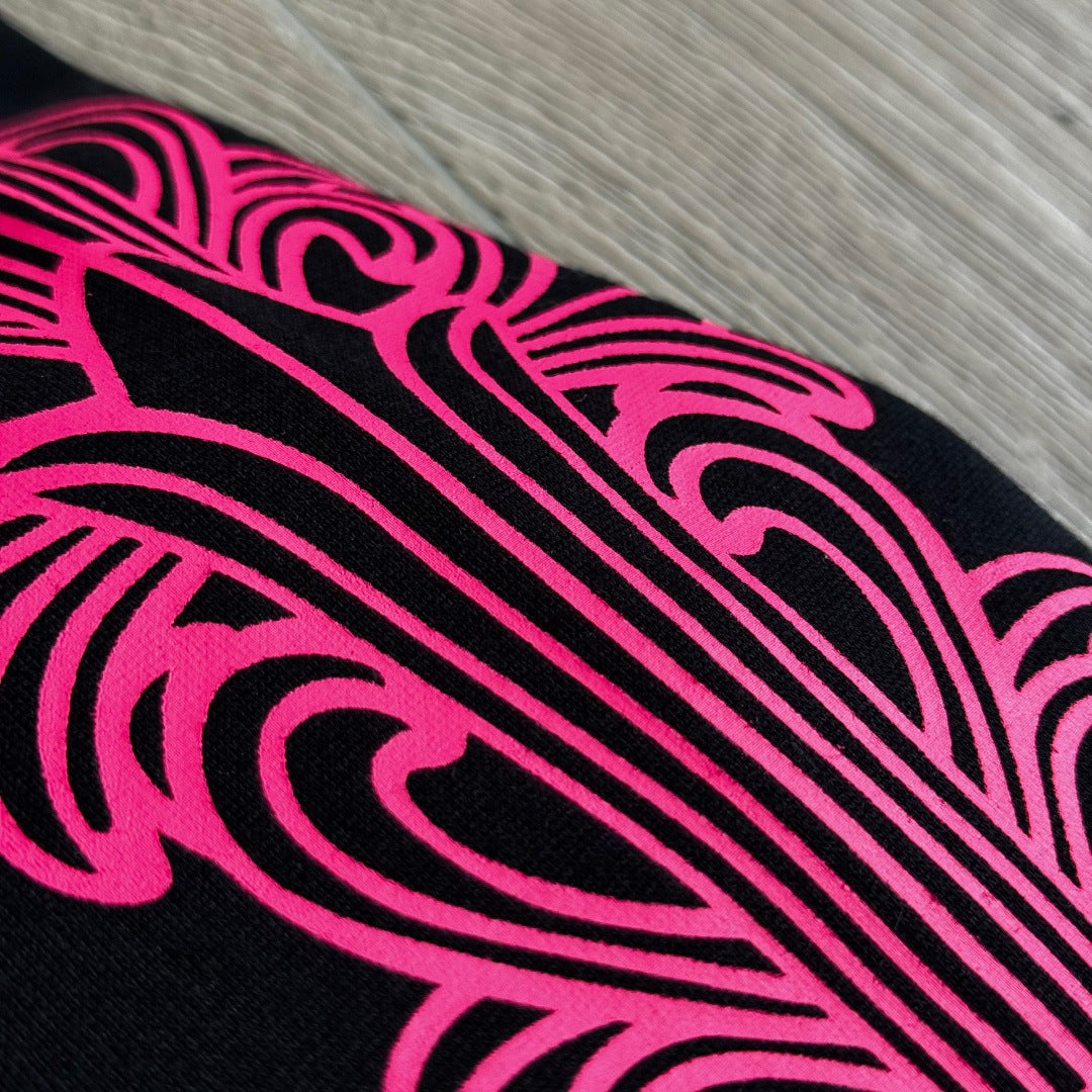 Black and pink chrome hearts sweatpants flared