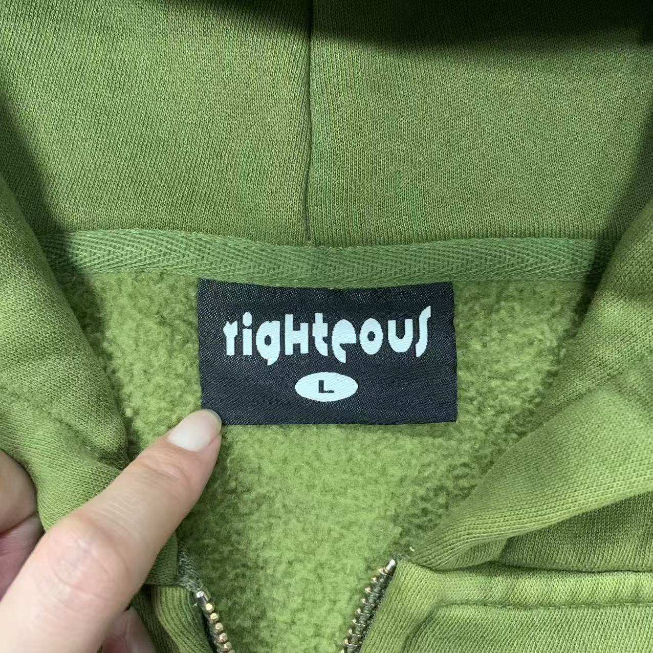Righteous Risen King Zip Up Hoodie green