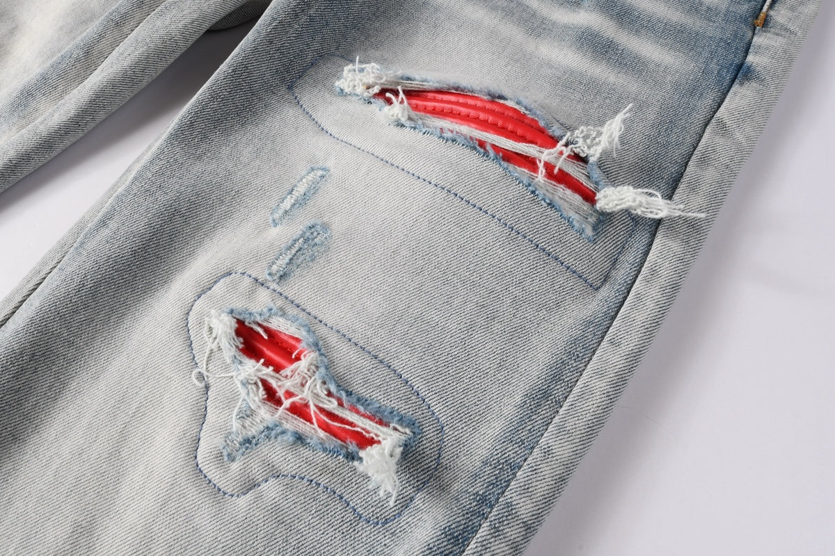Amiri jeans light blue with  snake
