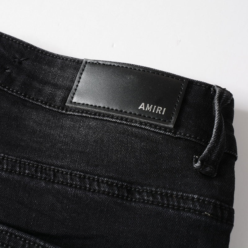Amiri jeans black jeans with white logo