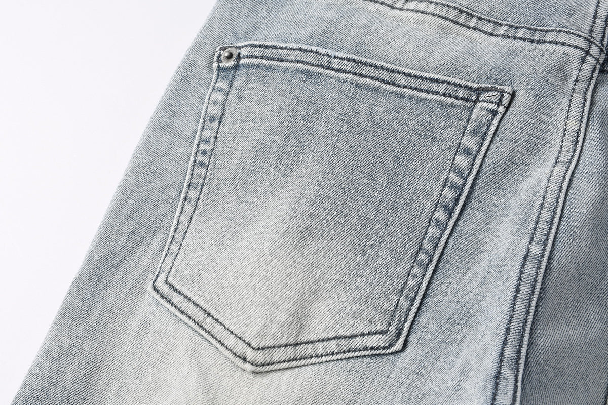 KSUBI denim light blue distressed skinny jeans with writing