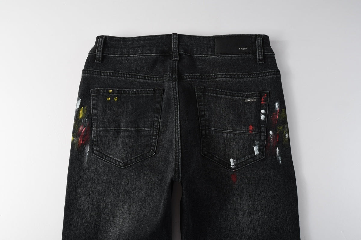 Amiri jeans black with paint splatter