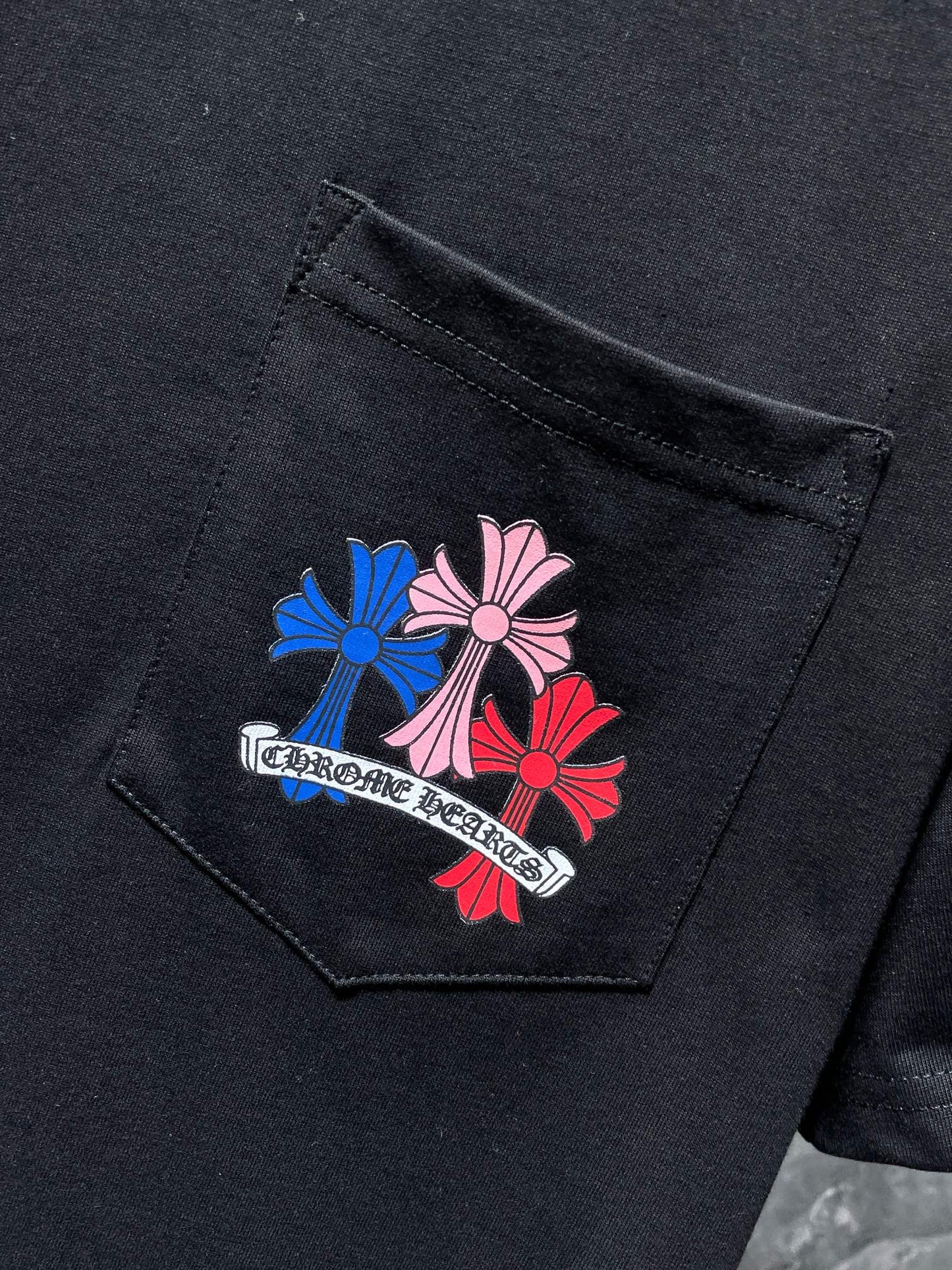Chrome hearts tee with colorful crosses