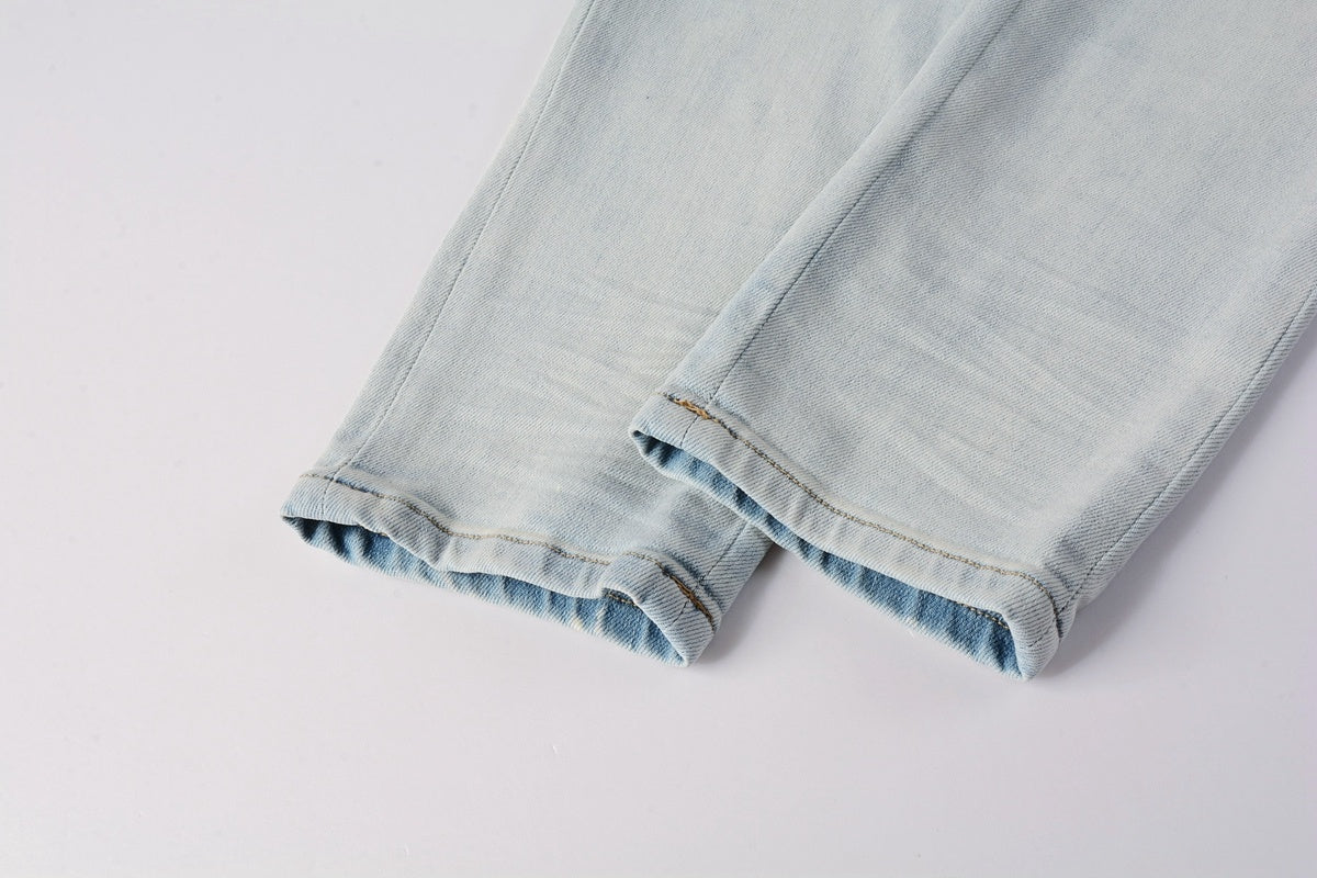 Amiri jeans light blue with rhinestones
