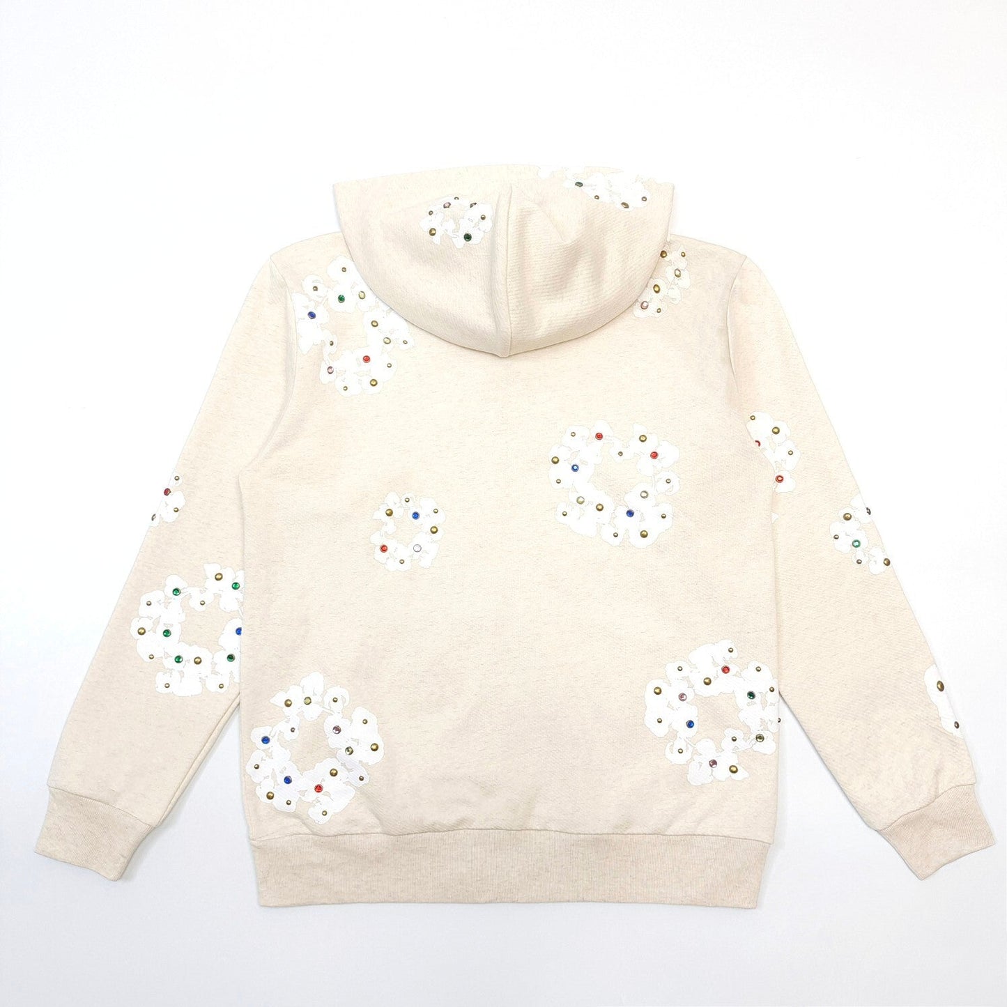 Denim Tears Rhinestone Cotton Wreath Zip Hoodie cream