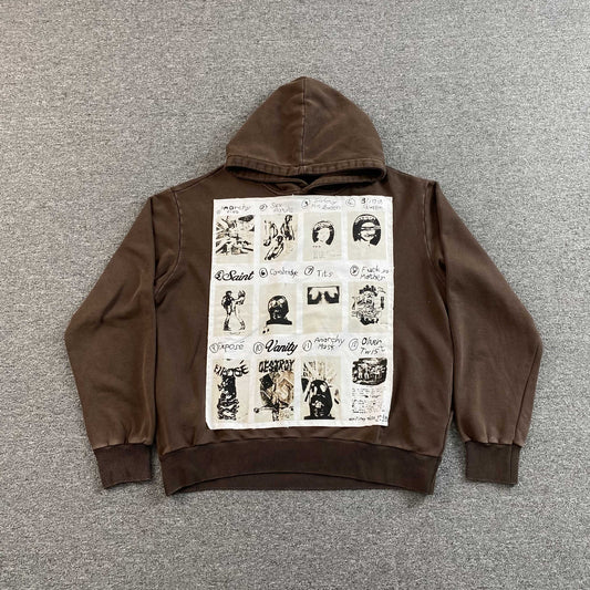 Saint Vanity Van Life Hoodie embroidered patch brown