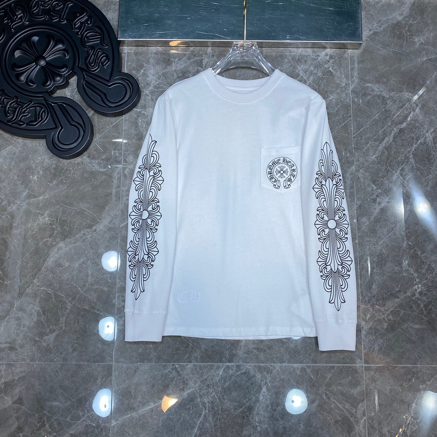 White chrome hearts longsleave