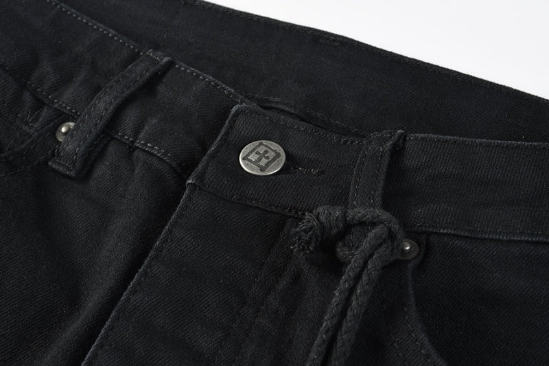 KSUBI denim black distressed skinny jeans red embroidered writing