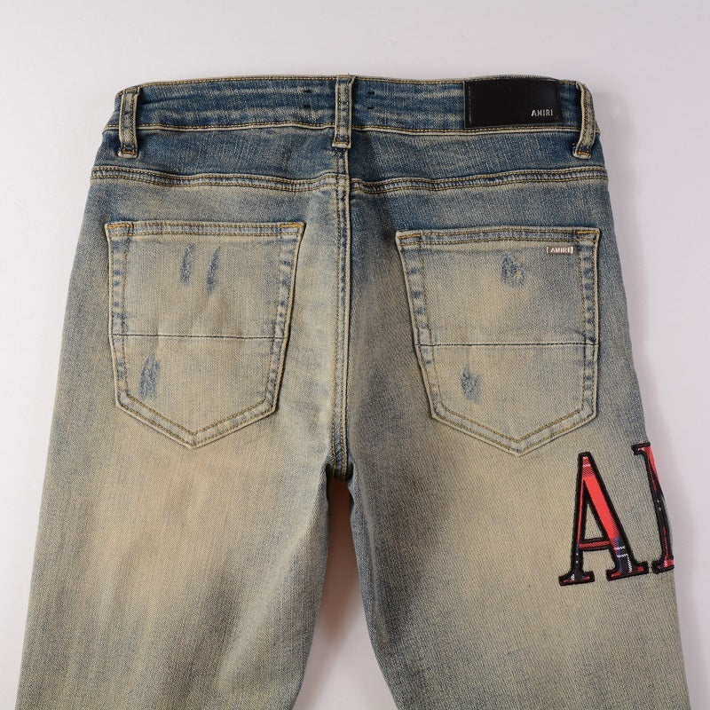 Amiri jeans blue/ beige red