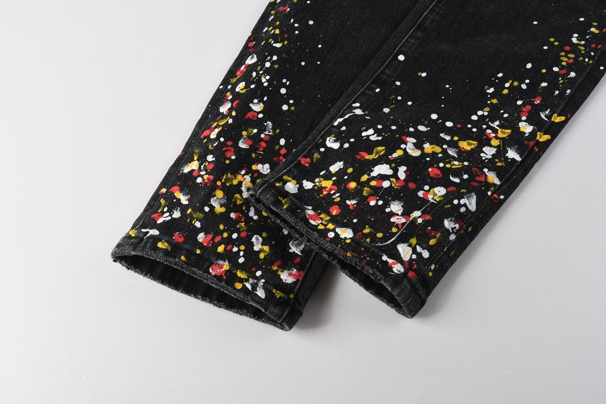 Amiri jeans black with paint splatter