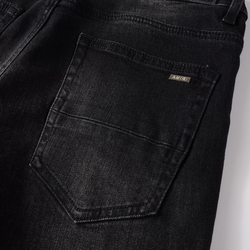 Amiri jeans 22 black with leather patch
